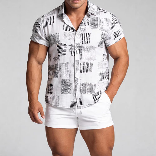 fashion t shirt tee tops shirts cool tshirt碎花短袖衬衫男装
