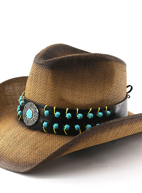 防晒时尚草帽Wide Brim Men Hat Panama Cowboy Hats Women