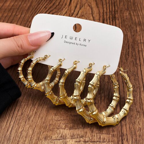women earrings欧美新款夸张个性女士耳环创意复古几何四边形金色