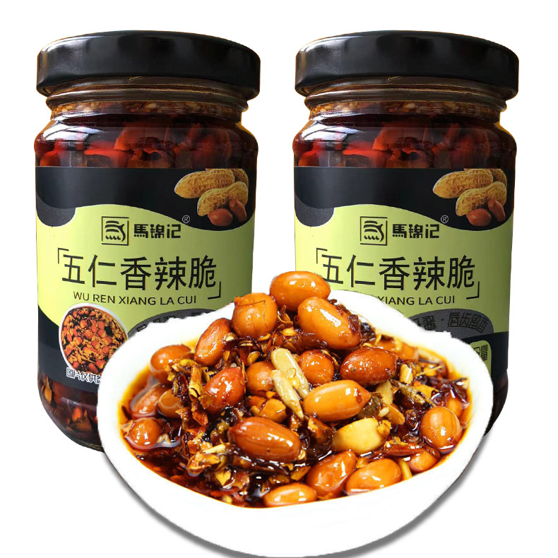 马锦记五仁酱香辣脆爆下饭菜拌饭拌面凉菜香辣酱油辣椒200g瓶装