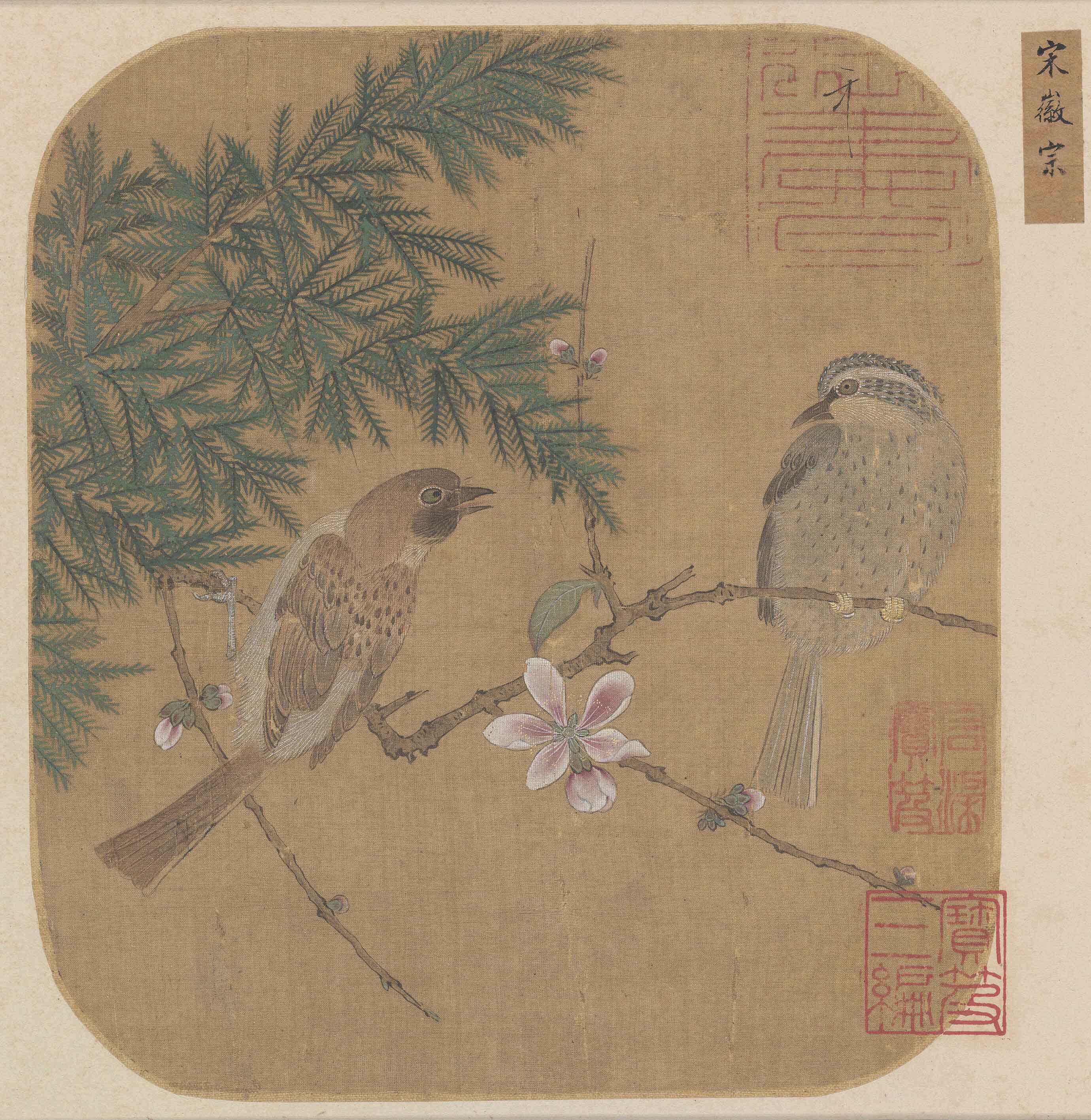 北宋赵佶花鸟图册56*58cm工笔斗方宋画小品册页装饰画高清微喷