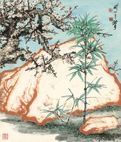 关山月三清图名人字画复制品原大高清微喷版画客厅茶楼中式装饰画