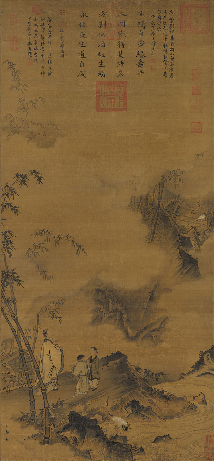 南宋马远竹鹤图国画山水花鸟古画复制品字画微喷打印绢布画心-封面