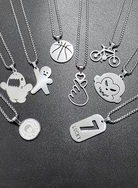 hiphop街头个性钛钢儿童项链男潮流百搭时尚街舞走秀简约配饰女