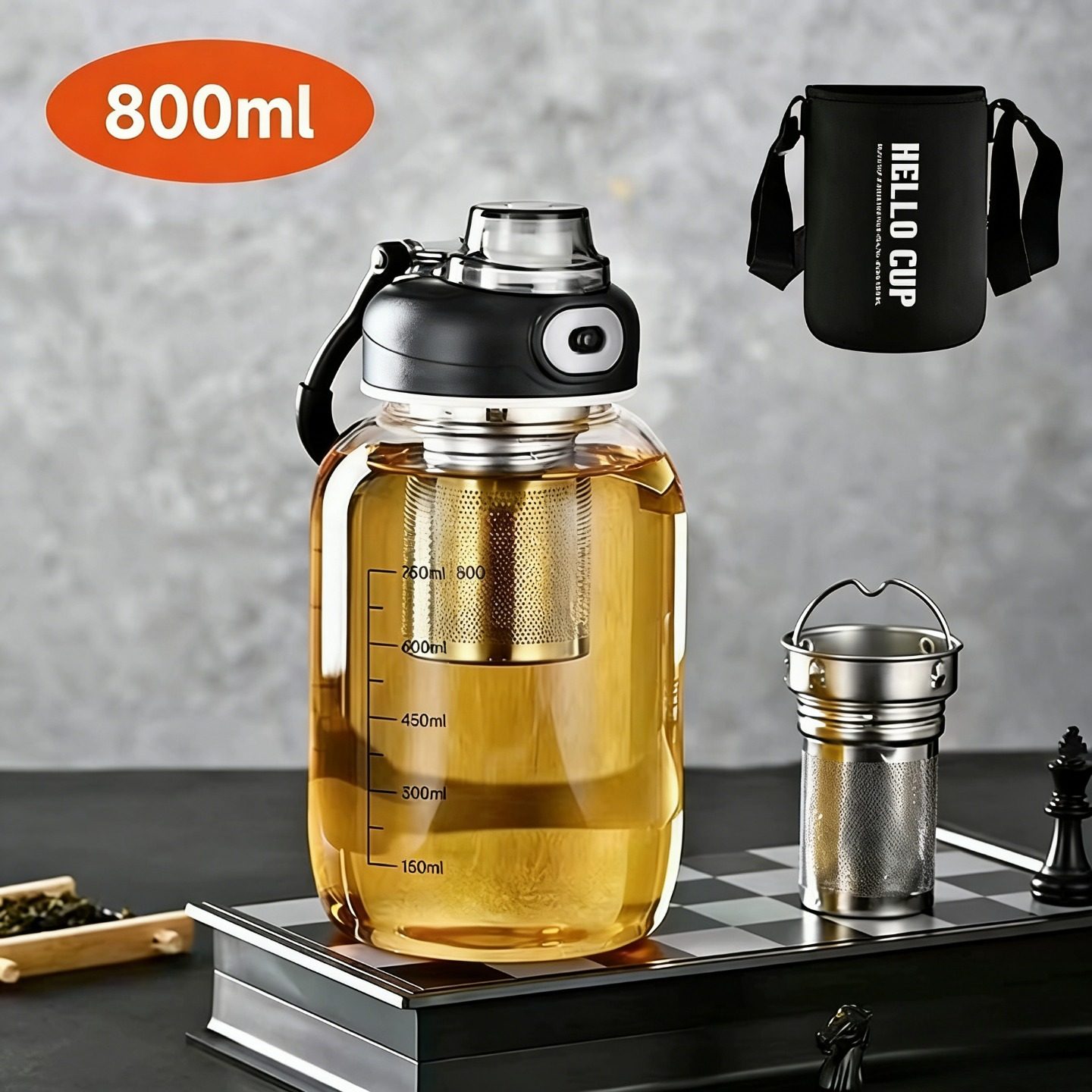 便携耐高温茶水分离大容量商务玻璃杯男女学生用户外运动泡茶水壶
