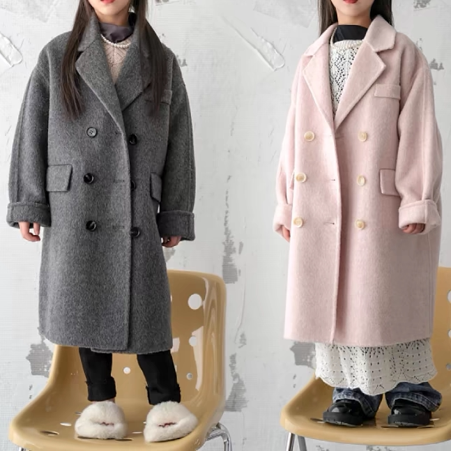 蓬蓬男童女童毛呢大衣2025新款秋冬宝宝休闲加厚儿童呢子夹棉外套