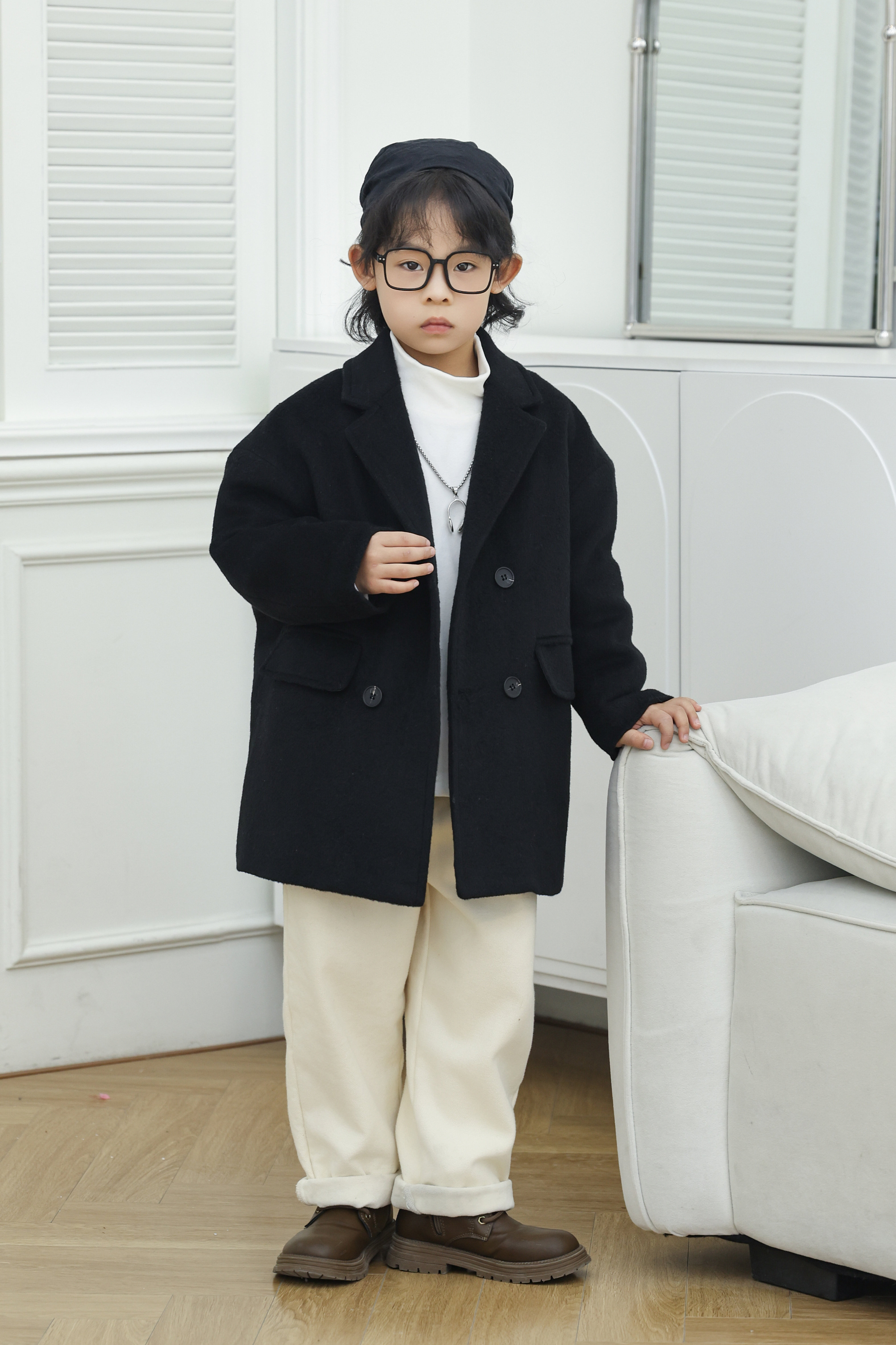 蓬蓬男童女童毛呢大衣2025新款秋冬宝宝休闲加厚儿童呢子夹棉外套