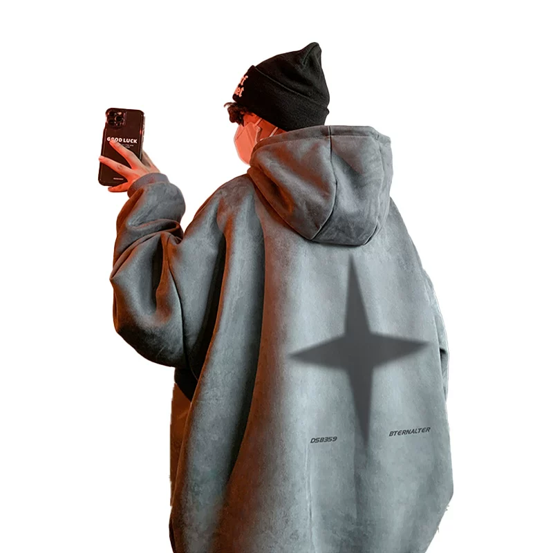 Velvet hoody, oversize, American style