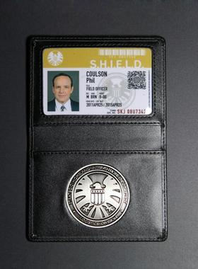 定制神盾局特工S.H.I.E.L.D. 金属徽章真皮证件夹高档驾驶证卡套