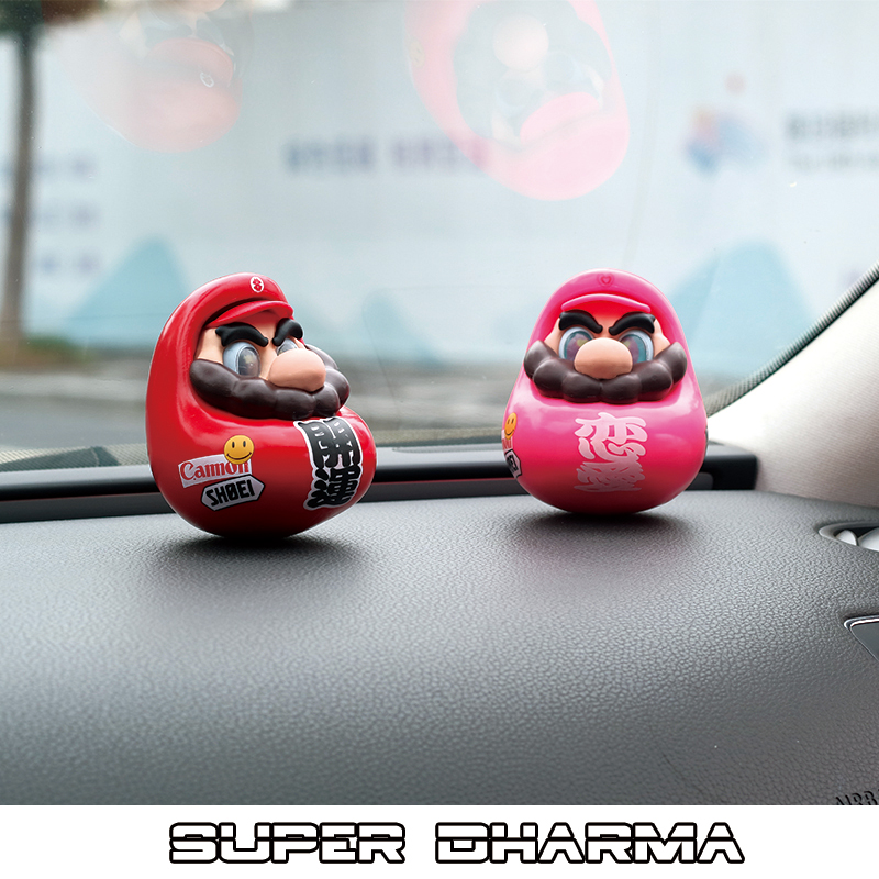 超级达摩车载摆件发财潮玩手办汽车中控台装饰潮流装饰卡通公仔