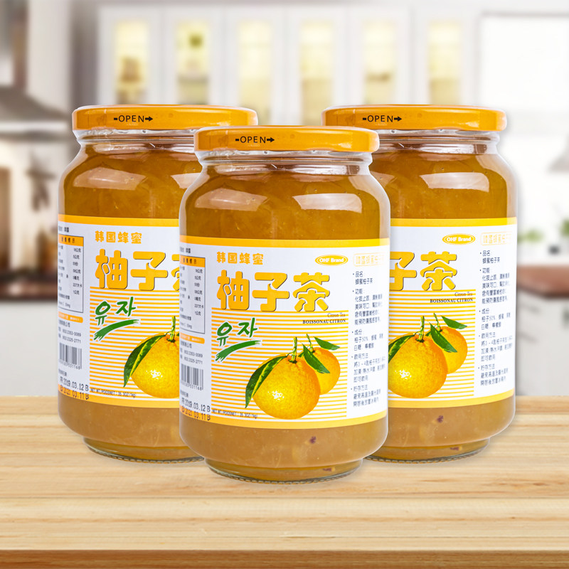 韩式浩丰蜂蜜柚子茶水果茶浆自制蜜炼酱冲饮奶茶原料瓶装1000克