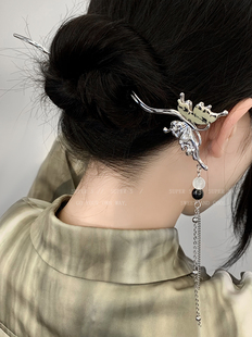 水墨蝴蝶步摇流苏发簪子女新中式春夏新款民族风高级感古风盘发钗