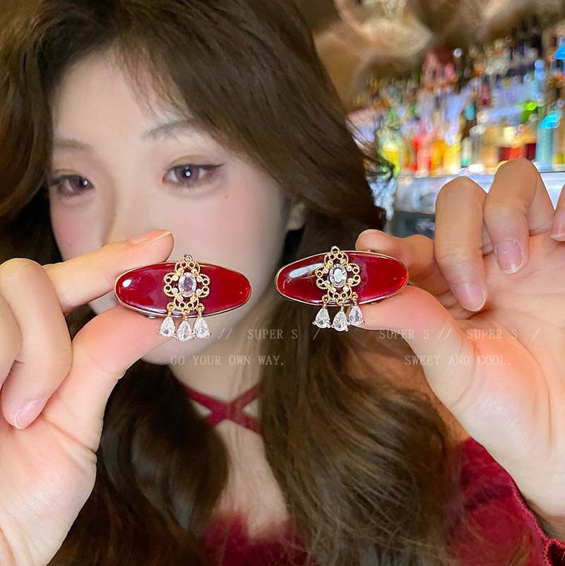 民族风红色新年中国结流苏发夹女新中式侧边刘海一字夹高级感发饰,饰品/流行首饰/时尚饰品新,耳环,淘宝优惠券,粉丝福利购,淘宝优惠卷