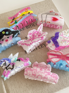 多巴胺y2k醋酸大号抓夹发饰女小众设计感发夹发量多可爱鲨鱼夹子