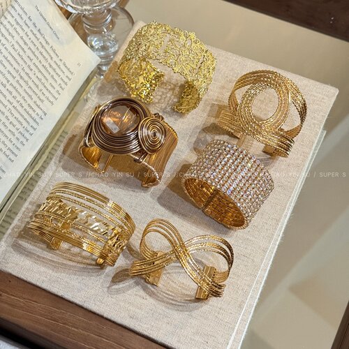 vintage古着金色夸张开口手环