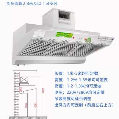 商用油烟净化器一体机饭店厨房大吸力低空排放净化器餐饮抽油烟机