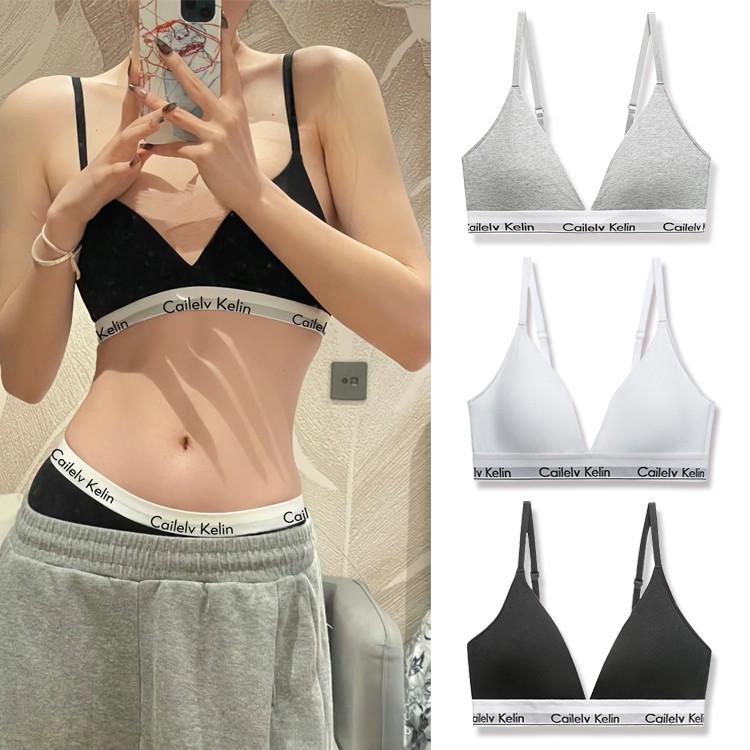 正品Jennie同款CK内衣女套装运动三角杯性感聚拢无钢圈背心文胸