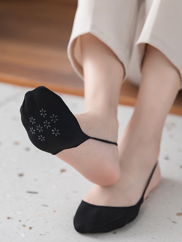 발 뒤꿈치가없는 가터 스타킹 하프 보트 양말 하이힐 양말 여성 여름 보이지 않는 매우 얕은 입 실리콘 미끄럼 방지 앞발