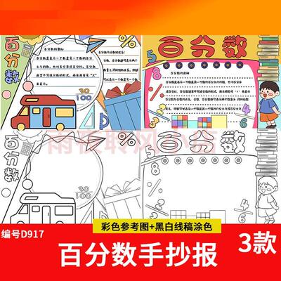 电子模板六年级生活中的百分数手抄报模板电子版认识百分数数学小