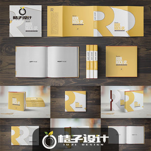 精装正方形书籍封面防尘封套设计展示效果图ps样机贴图素材 418