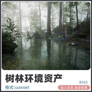 UE4虚幻5自然场景森林树林植物树木枯木沼泽湖泊地表山脉资产素材