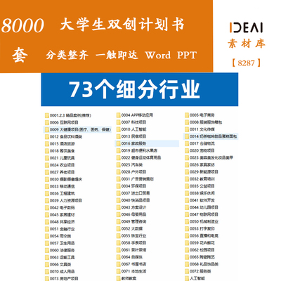 8000套大学生创新创业项目计划书大创申报书ppt申请书word模板