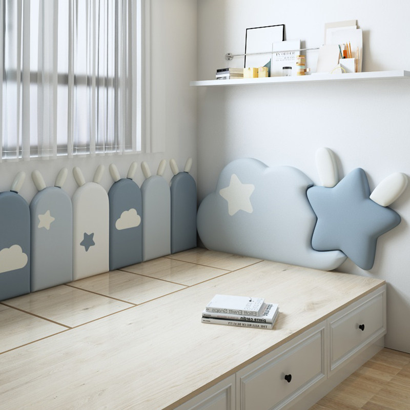 儿童房软包榻榻米墙围软包自粘床头软包帖床围幼儿园防撞围墙板垫