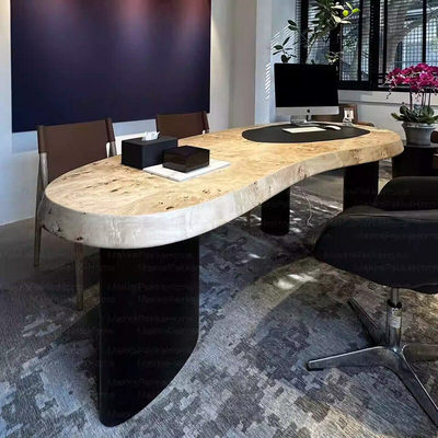 中古实木办公桌设计师款芒果书桌树瘤艺术轻奢高级感电脑桌会议桌