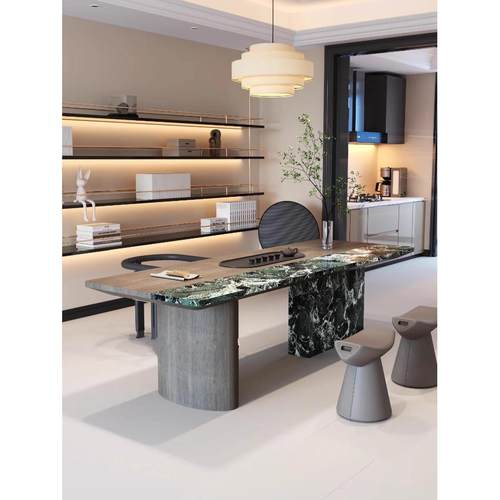 大理石实木轻奢茶几现代茶室创意艺术豪华石高端意大利极简主义茶