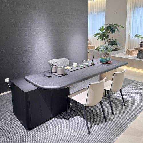 意式极简实木茶桌轻奢设计师款家用茶台现代简约办公室泡茶桌茶桌