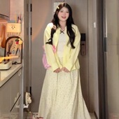 套装 显瘦衬衫 女春吊带背心半身裙三件套 清新显瘦黄色薄款 2026大码