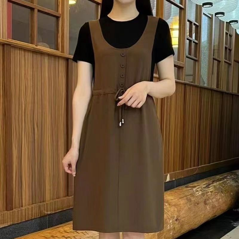 设计感时尚假两件拼接连衣裙女图片