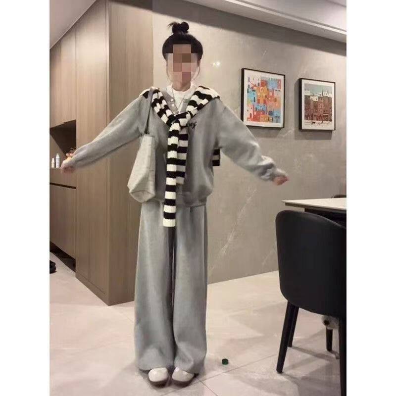小个子韩版假两件卫衣时尚条纹披肩休闲阔腿长裤通勤百搭三件套女,女装/女士精品,时尚套装,淘宝优惠券,粉丝福利购,淘宝优惠卷