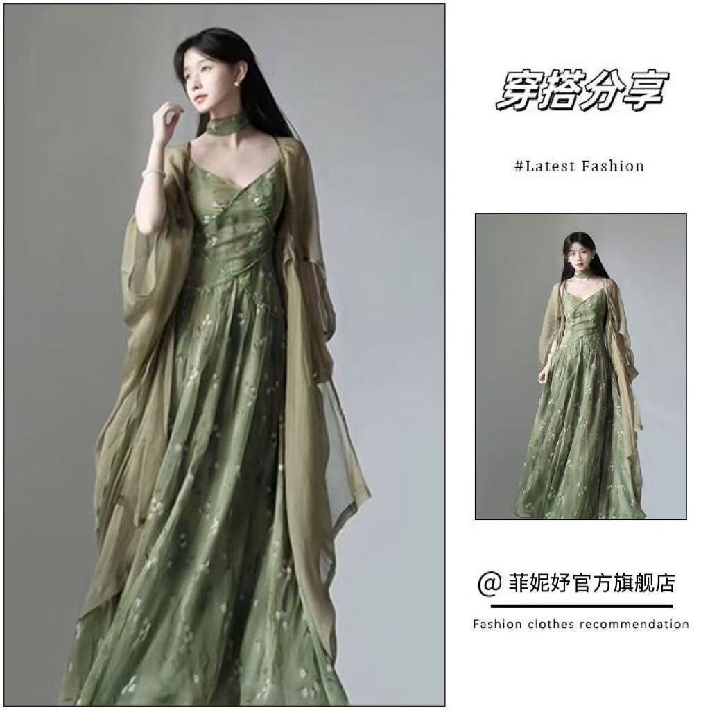 时尚大码气质女装吊带连衣裙套装图片