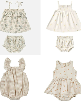 现货 美国Quincy Mae新款男女婴儿宝宝吊带爬爬服连体衣舒适透气