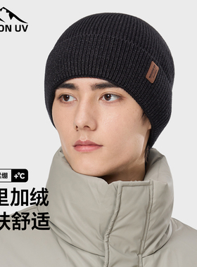 MISSION UV保暖毛线帽加厚针织帽户外加绒冷帽护耳防寒帽子男冬