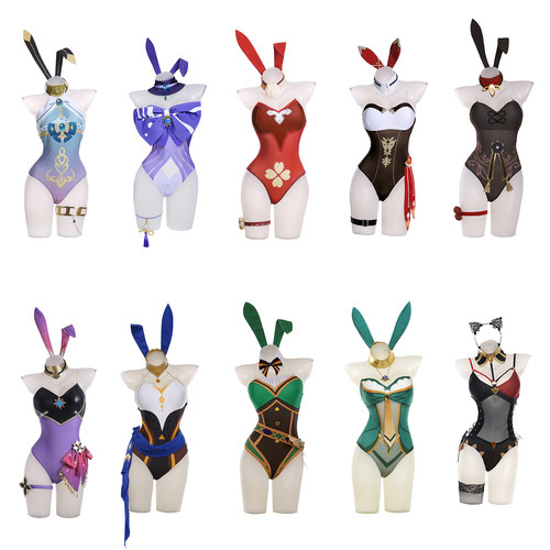 现货原神同人兔女郎cos神里绫华安柏 胡桃 迪希雅 多莉 可莉 妮露