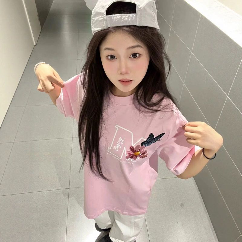 美式复古学院风休闲纯棉短袖T恤女夏2025新款ins超火宽松显瘦上衣