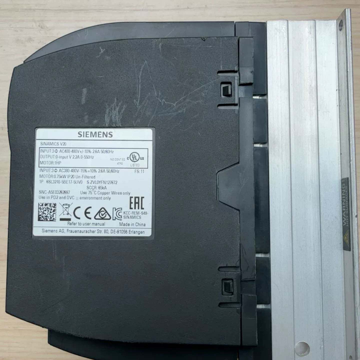 可维修西门子V20变频器 型号6SL3210-5BE17-5UV0议价