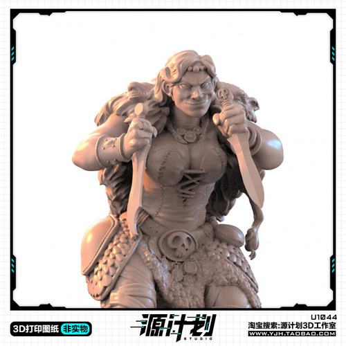 中世纪双刀女刺客人物角色手办 3D打印模型图纸白模定制STL文件