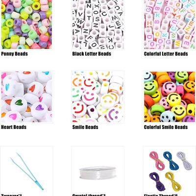 Pony Beads Kit For Jewelry Making DIY Charm Bracelets