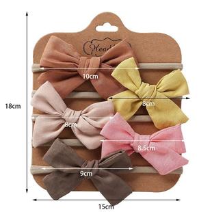 Flower Baby Cotton Nylon Print Lace Headband Bow Set 5Pcs