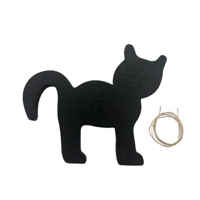2pcs Atmosphere Decoration Wooden Halloween Black Cat Orname