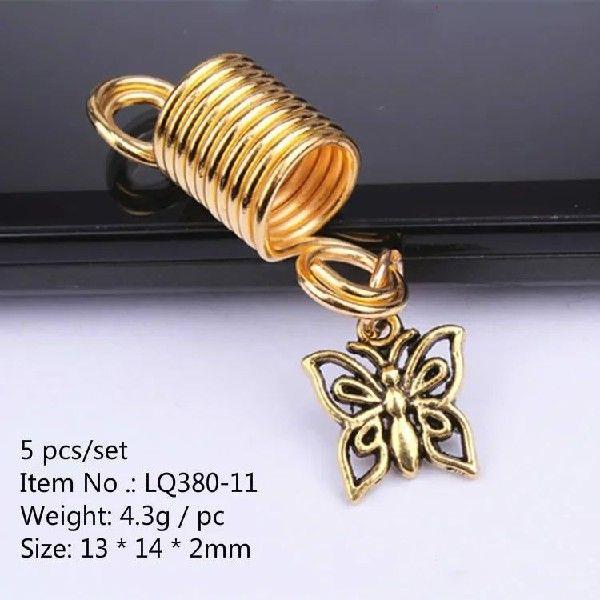 5pcs/set Silver Hair Rings of Dreads Beads for Hair