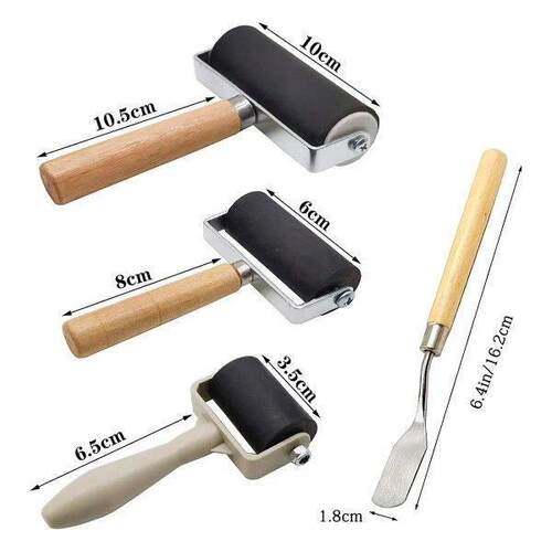 8 Pack Rubber Roller - Brayer Rollers with 3 Size for