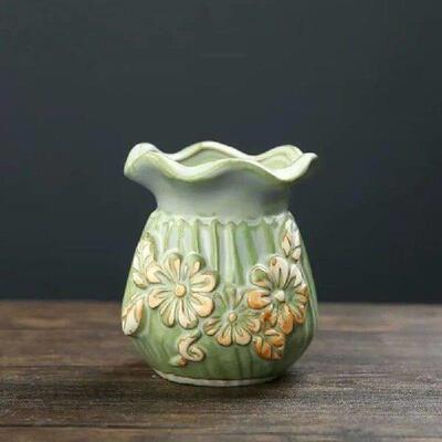 Creative Relief Flower Pattern Plant Pot Coarse Pottery