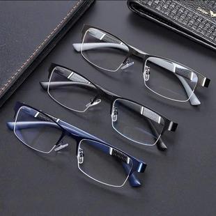 Light Blue Blocking Glasses Fashion Half Flat Frame