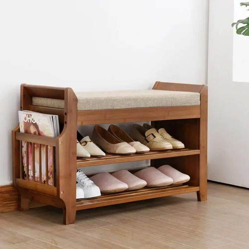 Shoe Storage Rack Bench With Double Layer Cushion Seat Livin