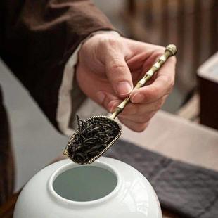 Handle Tea Shovel Solid Metal Long Retro Teaspoon Wood