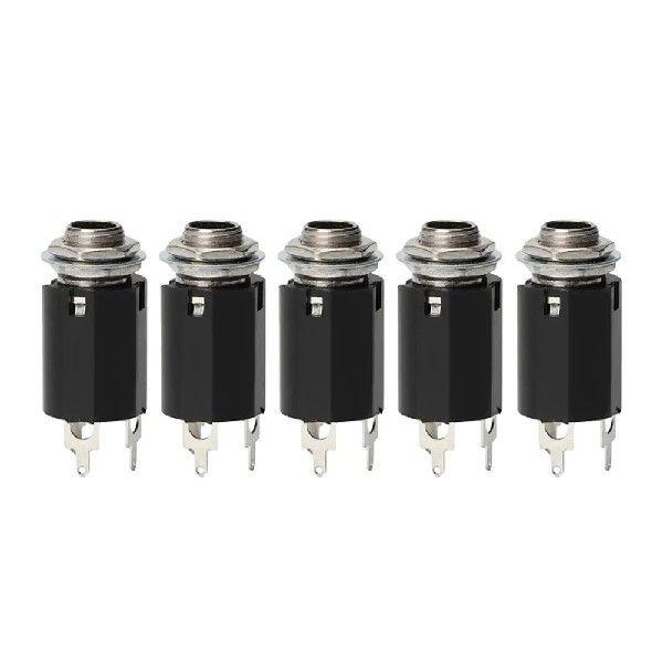 5pcs Guitar EQ Jack Socket 6.35mm Jack Stereo Pickup Female